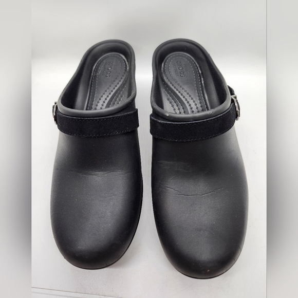 CROCS Black Mules & Clogs with Adjustable Heel Strap - Picture 1 of 6